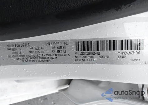 2016 Chrysler 200 C из США, поврежденный, VIN 1C3CCCEG0GN114609